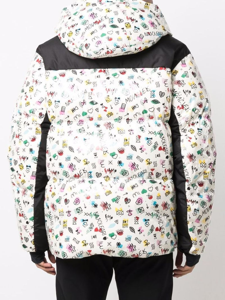 X Mazod Giubbotto White Print Padded Jacket