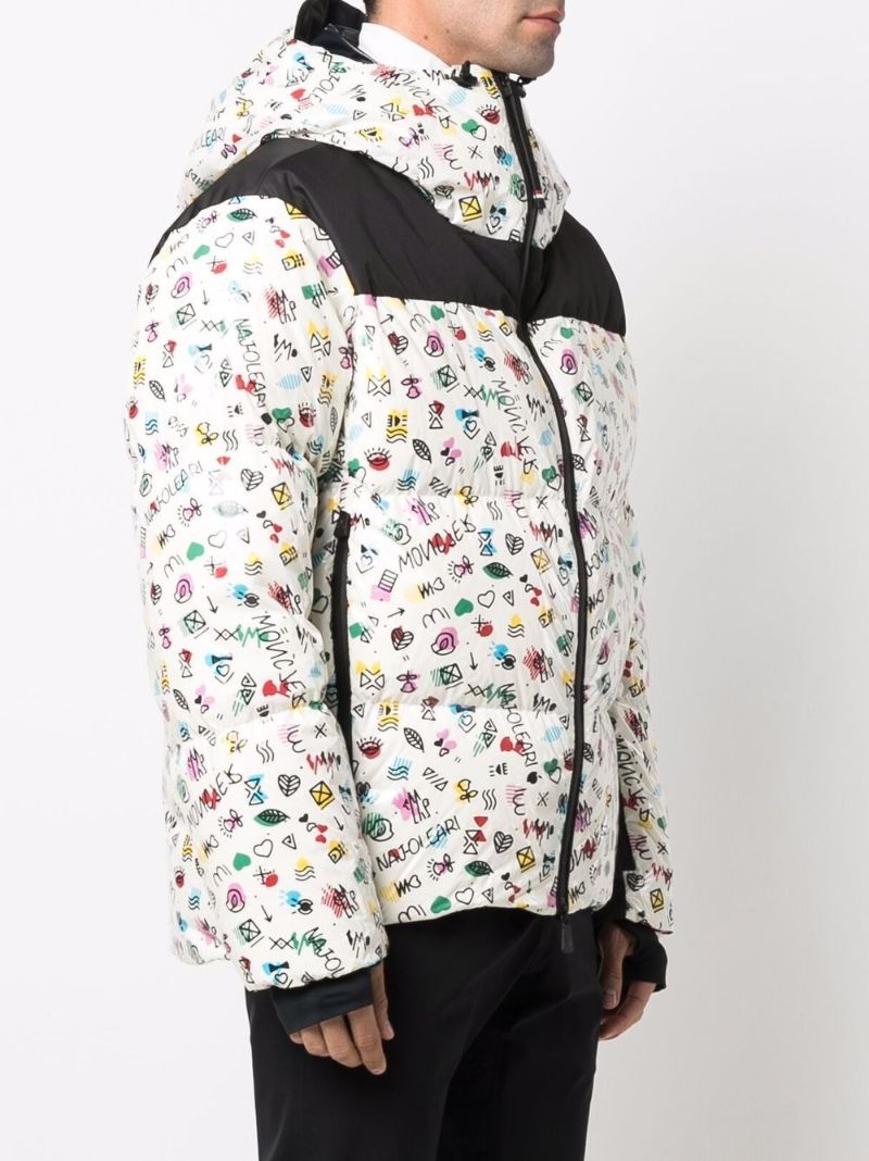 X Mazod Giubbotto White Print Padded Jacket