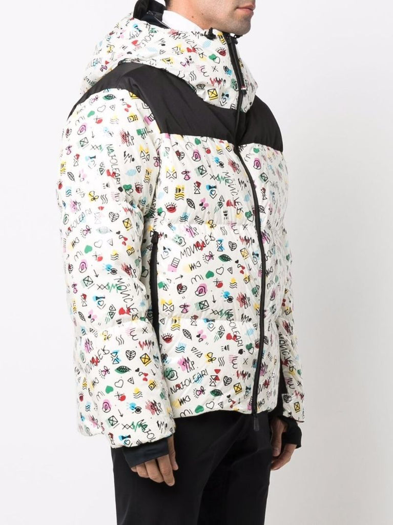 X Mazod Giubbotto White Print Padded Jacket