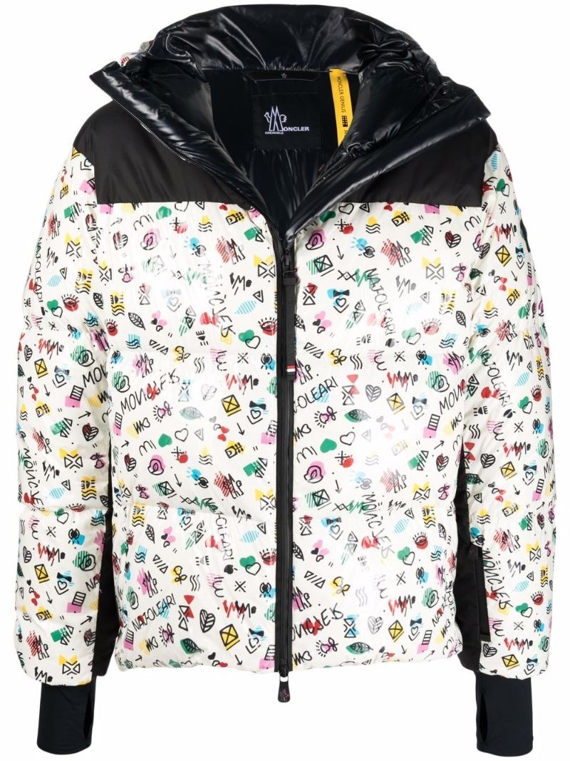 X Mazod Giubbotto White Print Padded Jacket