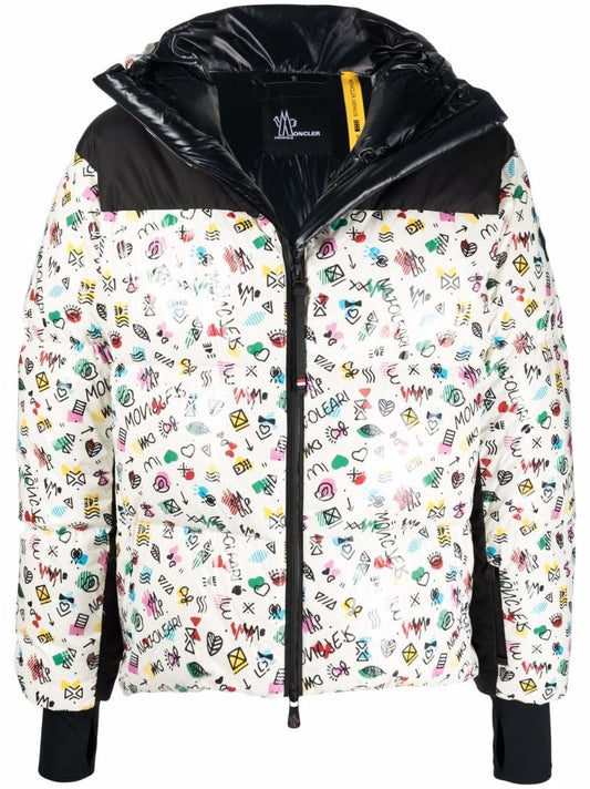 X Mazod Giubbotto White Print Padded Jacket