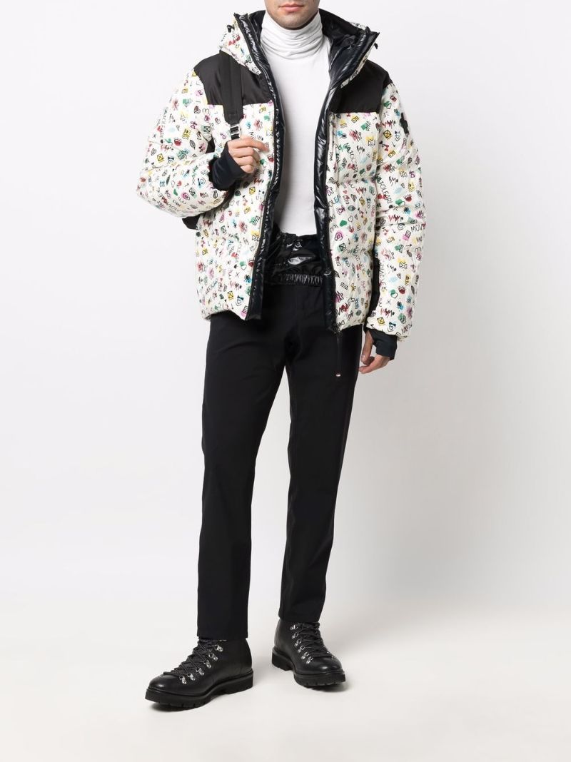 X Mazod Giubbotto White Print Padded Jacket