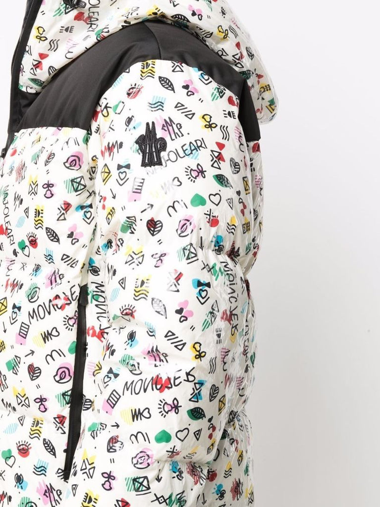 X Mazod Giubbotto White Print Padded Jacket