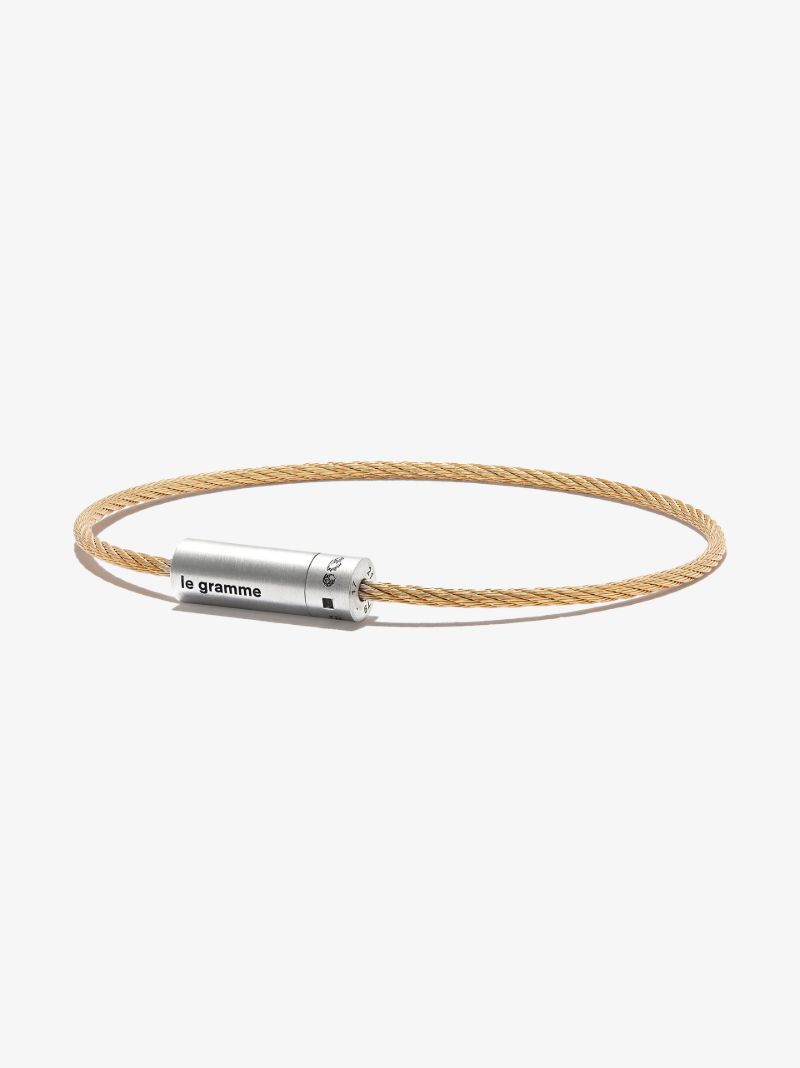 18k Yellow Gold and Sterling Silver Le 8g Slick Brushed Cable Bracelet