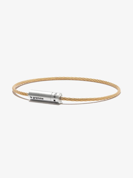 18k Yellow Gold and Sterling Silver Le 8g Slick Brushed Cable Bracelet