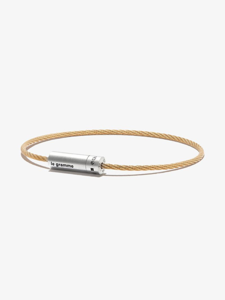 18k Yellow Gold and Sterling Silver Le 8g Slick Brushed Cable Bracelet