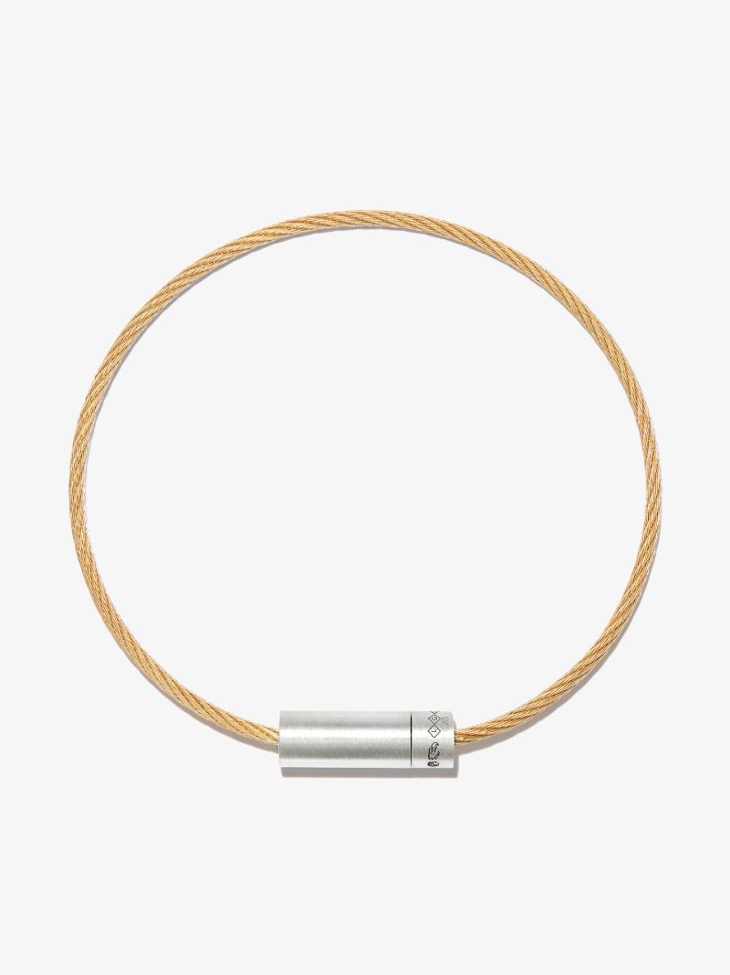 18k Yellow Gold and Sterling Silver Le 8g Slick Brushed Cable Bracelet
