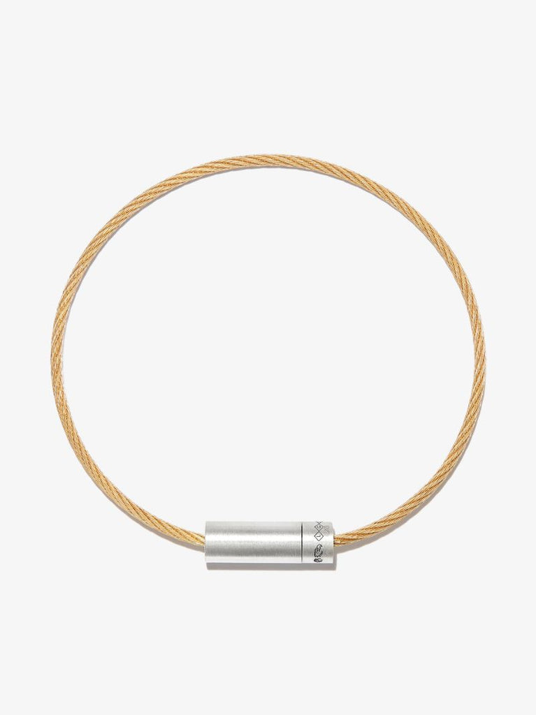 18k Yellow Gold and Sterling Silver Le 8g Slick Brushed Cable Bracelet