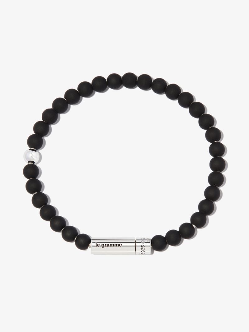 Sterling Silver Le 25g Brushed Beaded Bracelet