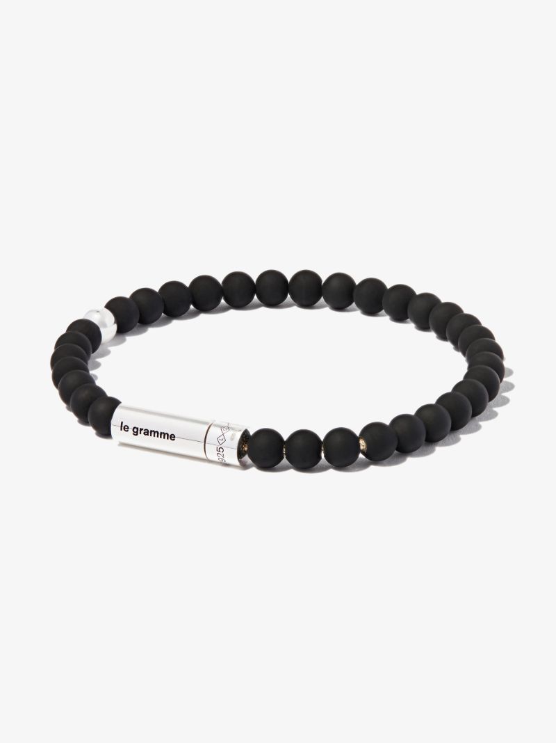 Sterling Silver Le 25g Brushed Beaded Bracelet