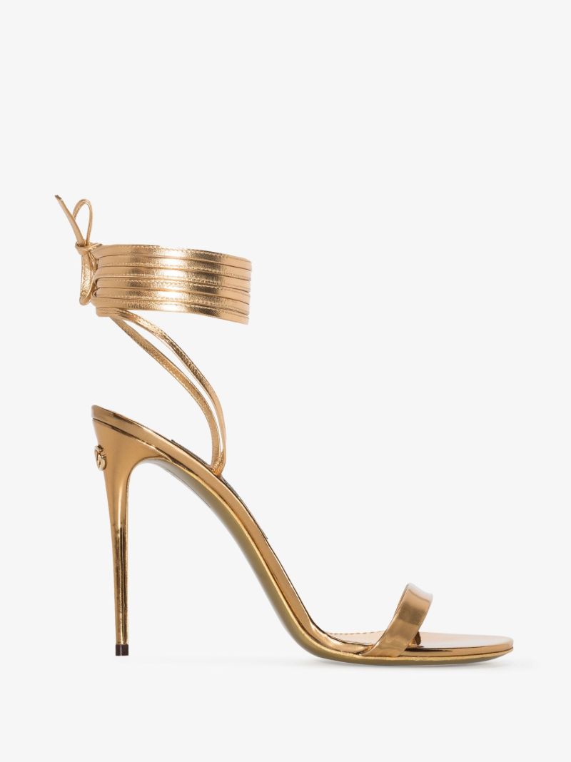 Gold Keira 105 Leather Sandals