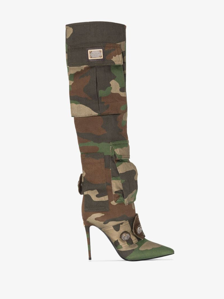 Green Cardinale 100 Camouflage Patchwork Boots