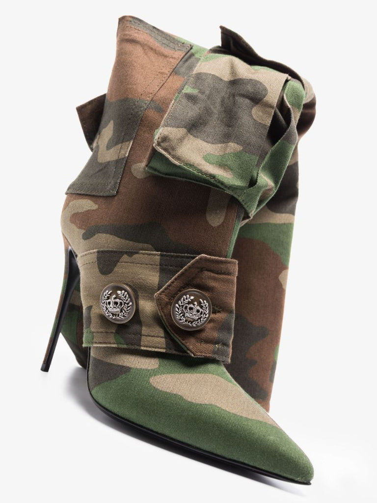 Green Cardinale 100 Camouflage Patchwork Boots