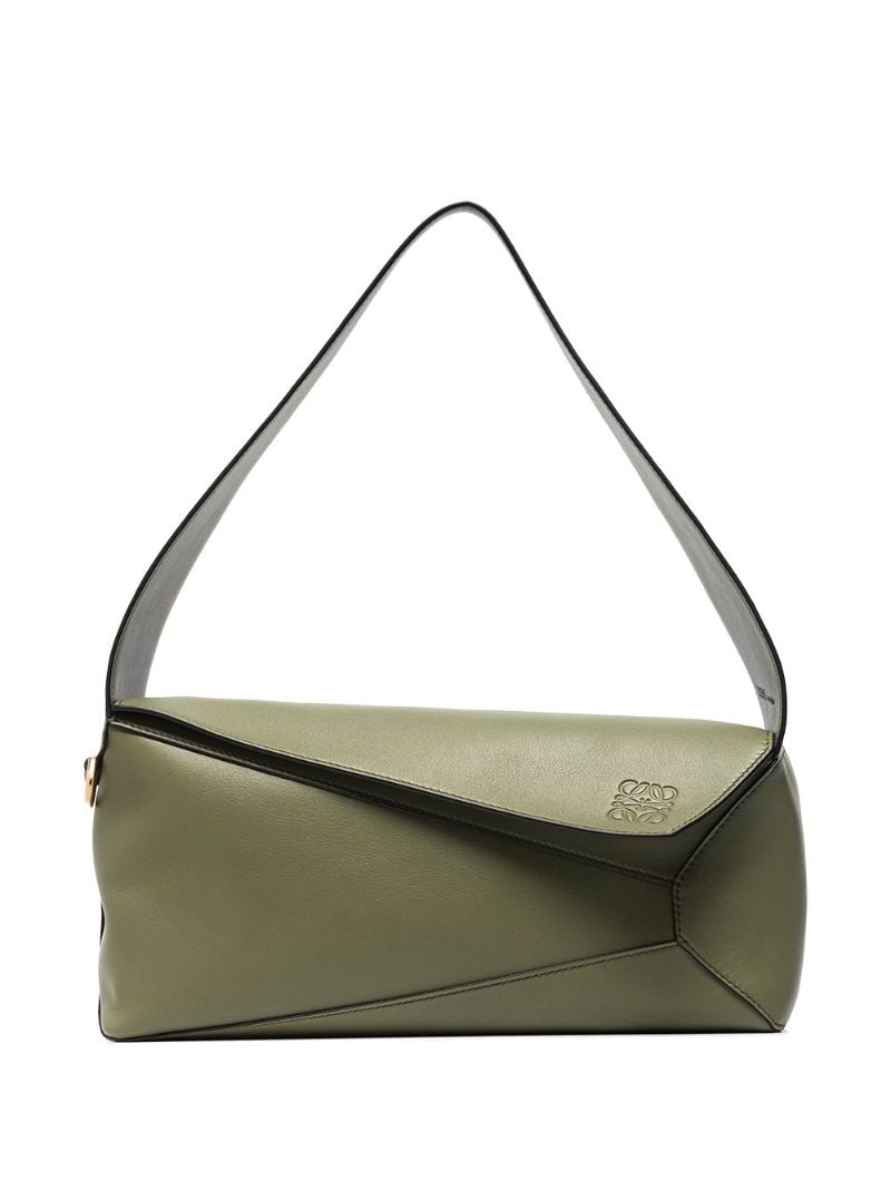 Green Puzzle Leather Hobo Bag