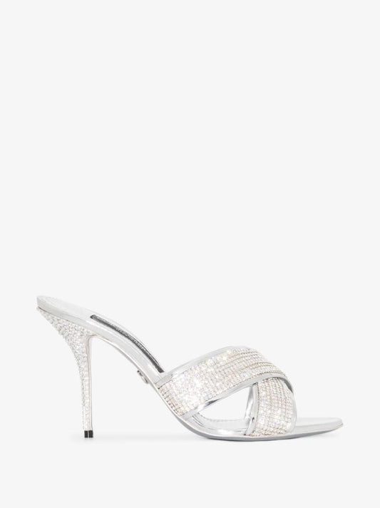 Silver Keira 90 Leather Sandals