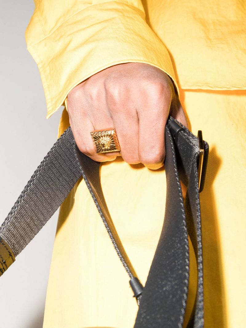 Gold-tone Medusa Square Ring