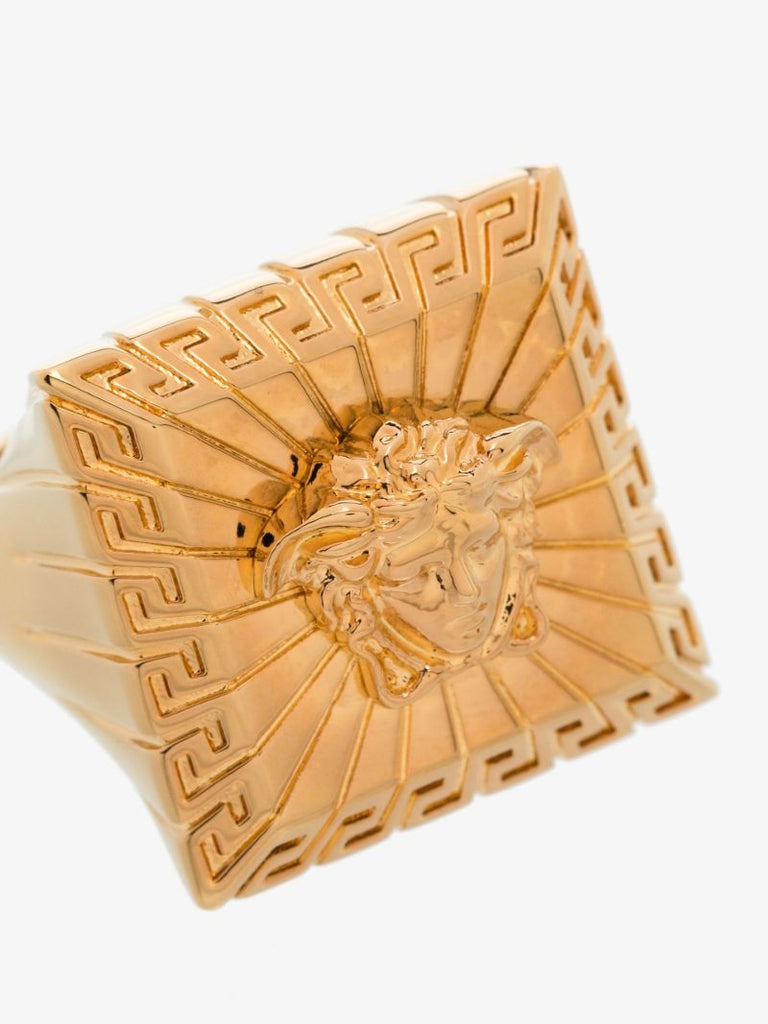 Gold-tone Medusa Square Ring