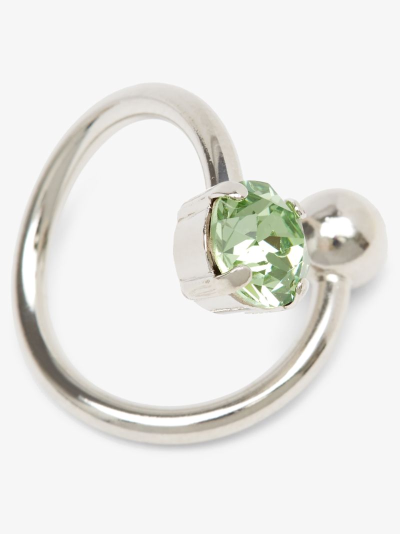 Silver Tone Jackie Green Crystal Ear Cuff