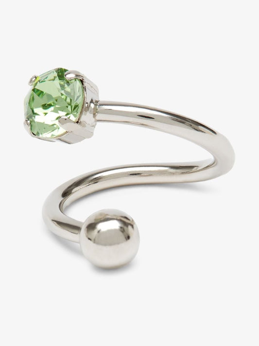 Silver Tone Jackie Green Crystal Ear Cuff
