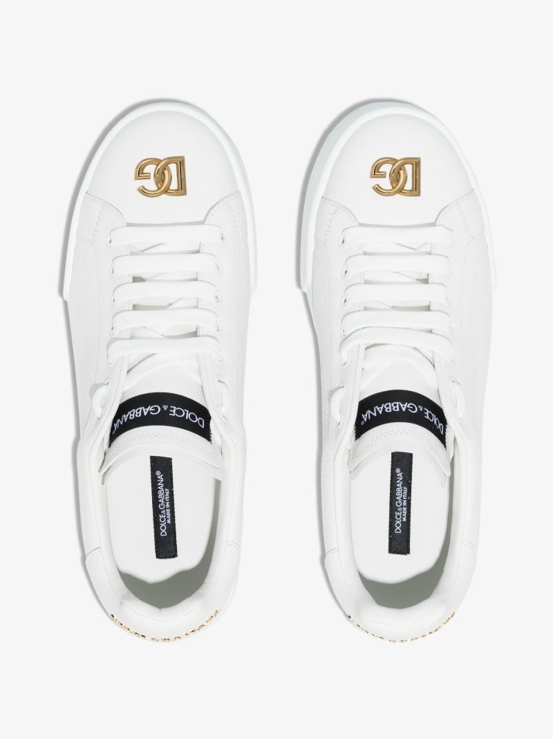 White Portofino Lace-up Leather Sneakers