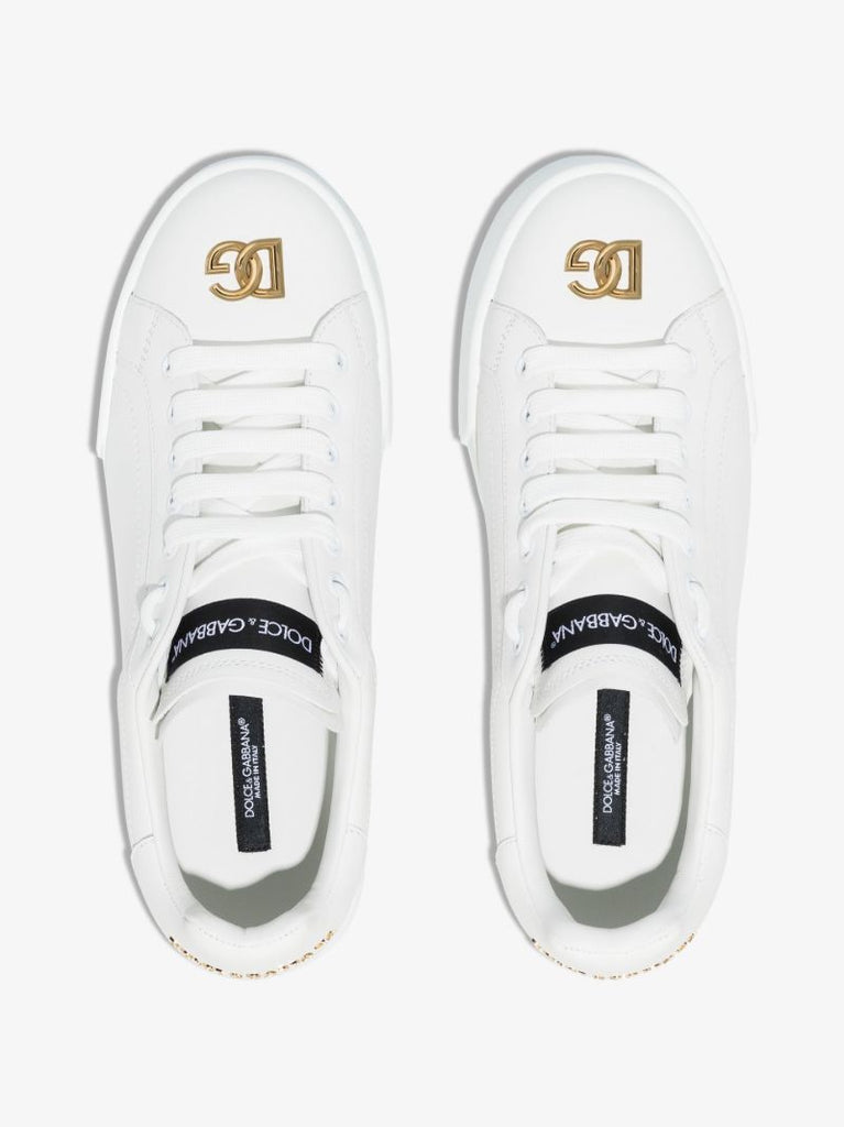 White Portofino Lace-up Leather Sneakers