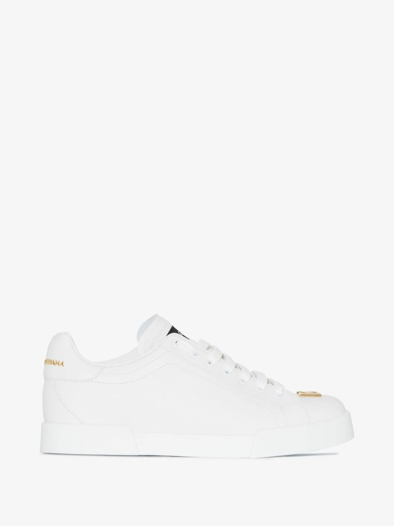 White Portofino Lace-up Leather Sneakers
