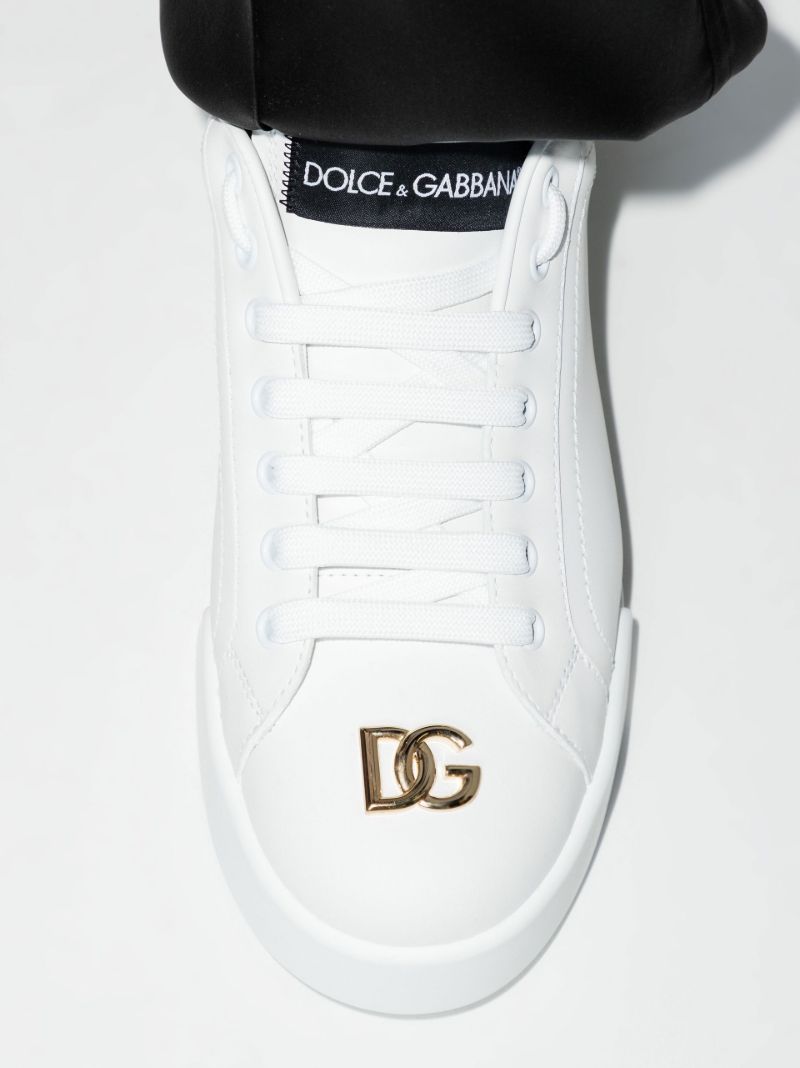 White Portofino Lace-up Leather Sneakers
