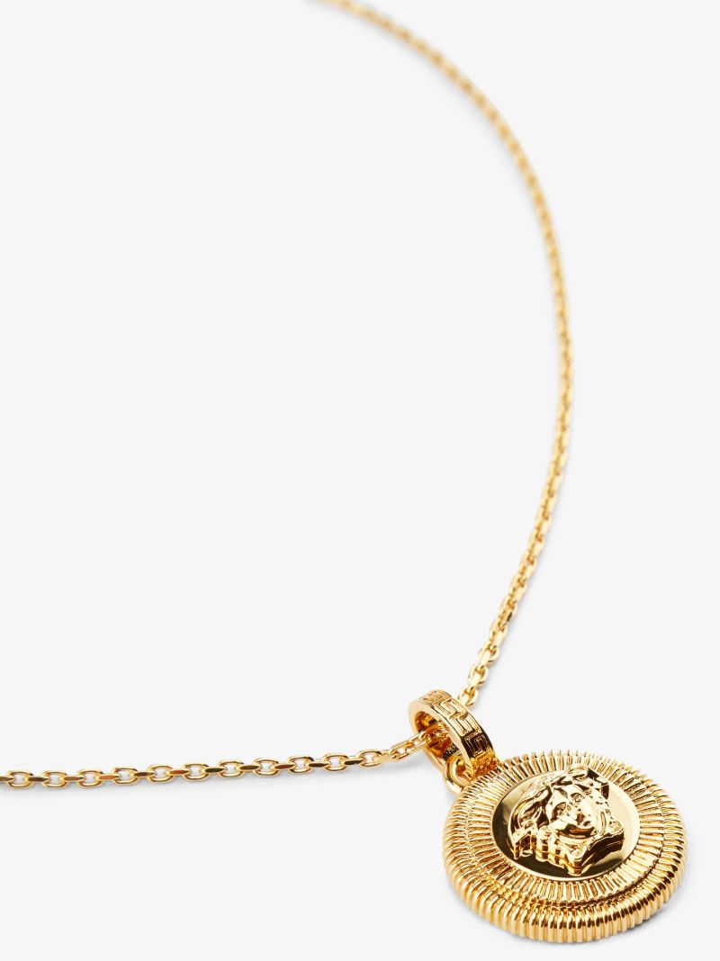 Gold Tone Medusa Pendant Necklace