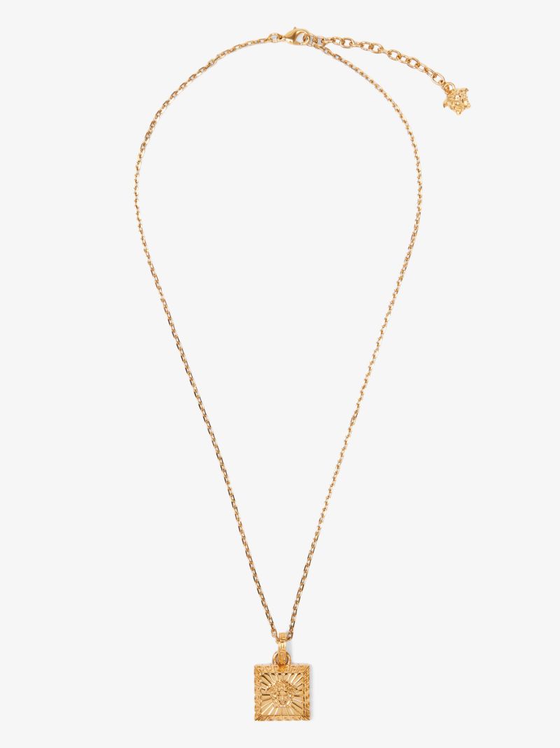 Gold Tone Medusa Pendant Necklace