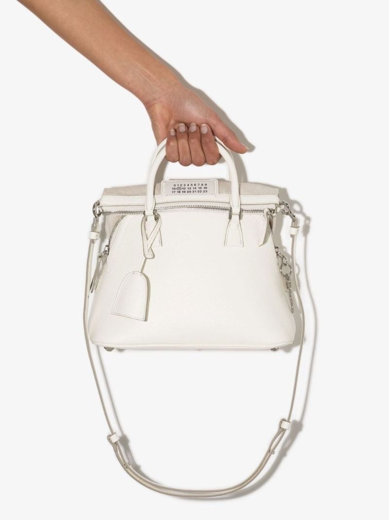 White 5ac Mini Leather Tote Bag