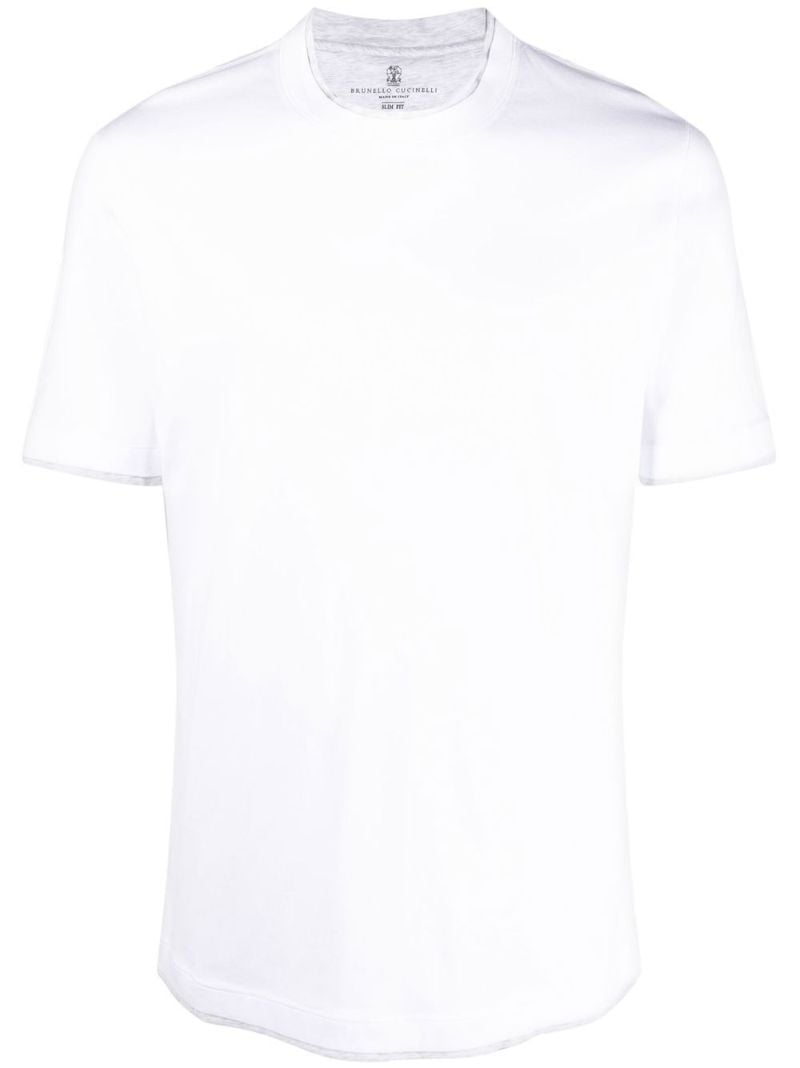 White Layered-trim Cotton T-shirt