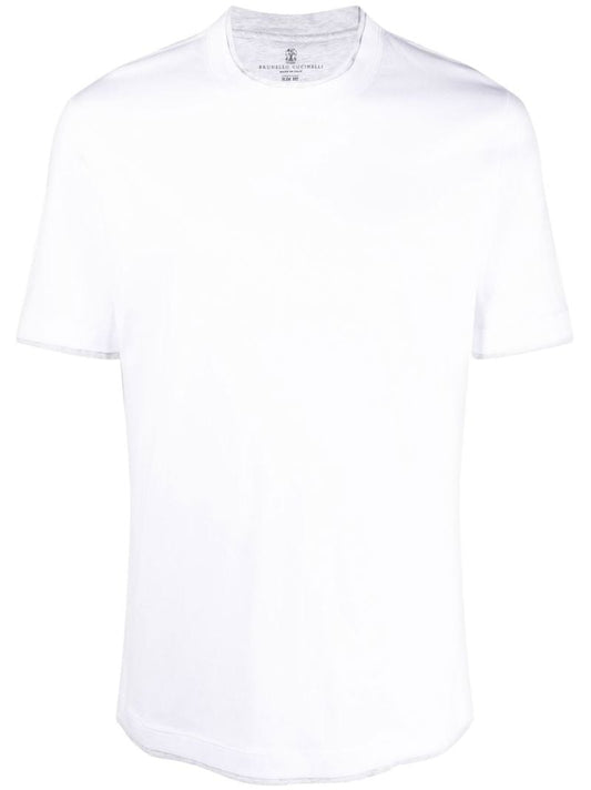 White Layered-trim Cotton T-shirt