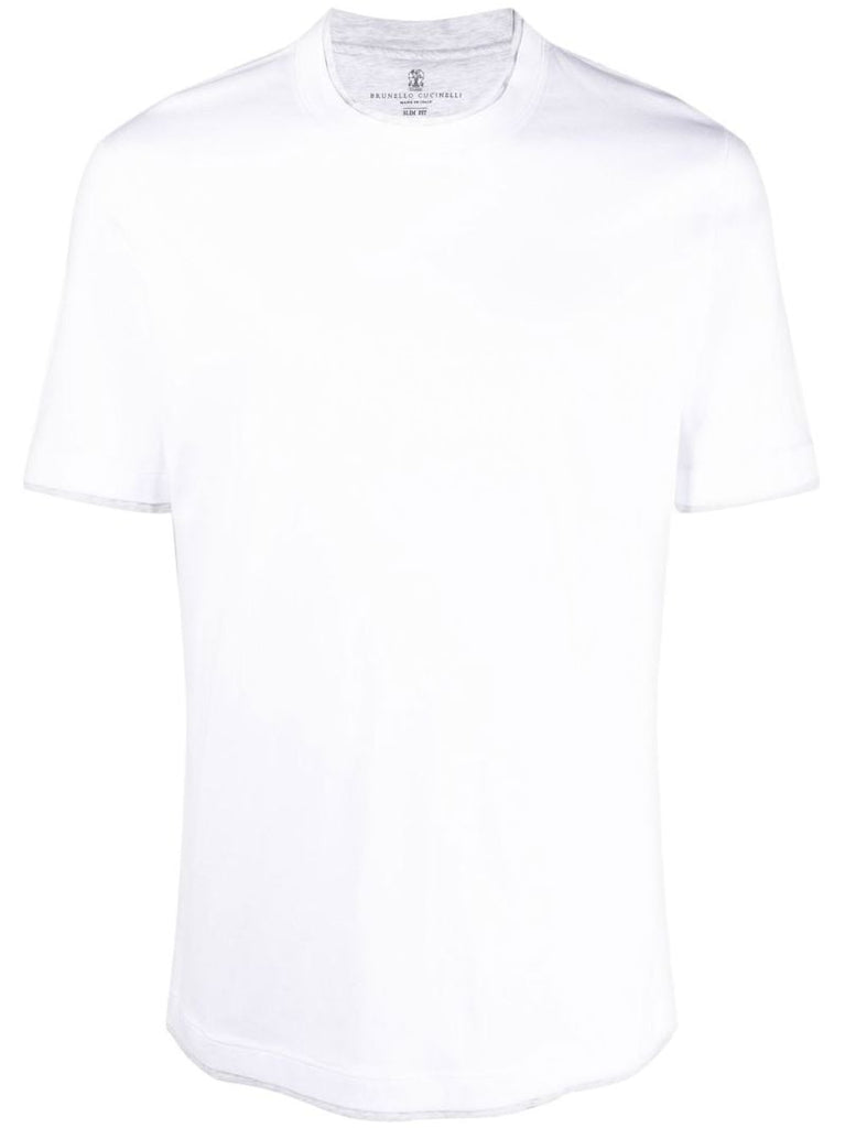 White Layered-trim Cotton T-shirt