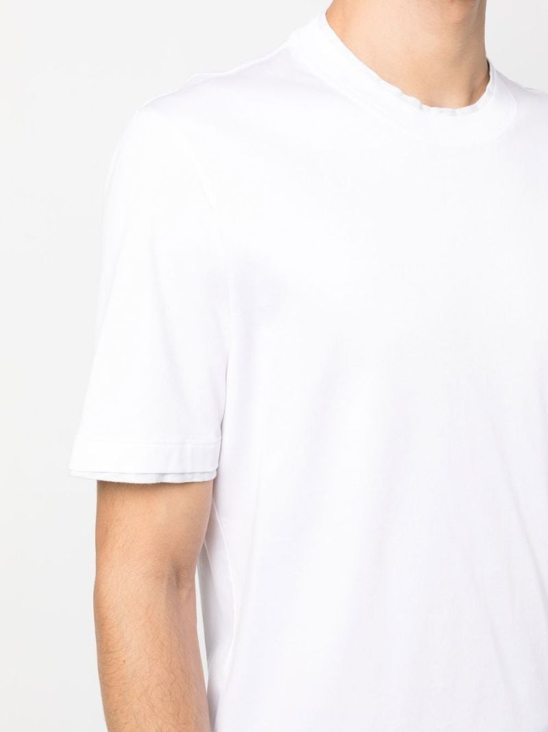 White Layered-trim Cotton T-shirt