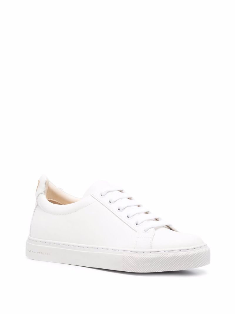 White Butterfly Low-top Leather Sneakers