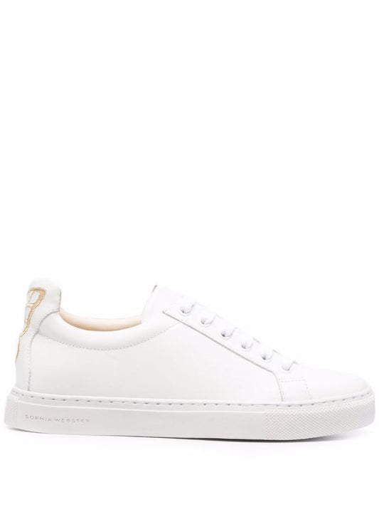 White Butterfly Low-top Leather Sneakers
