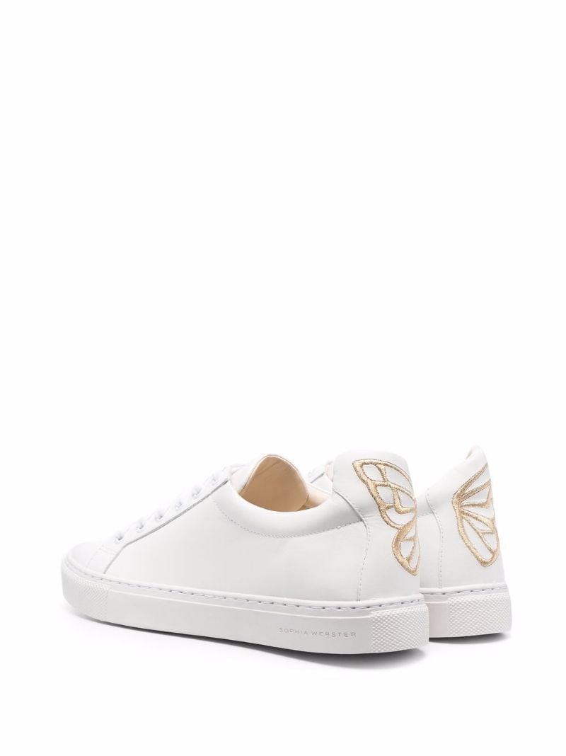White Butterfly Low-top Leather Sneakers