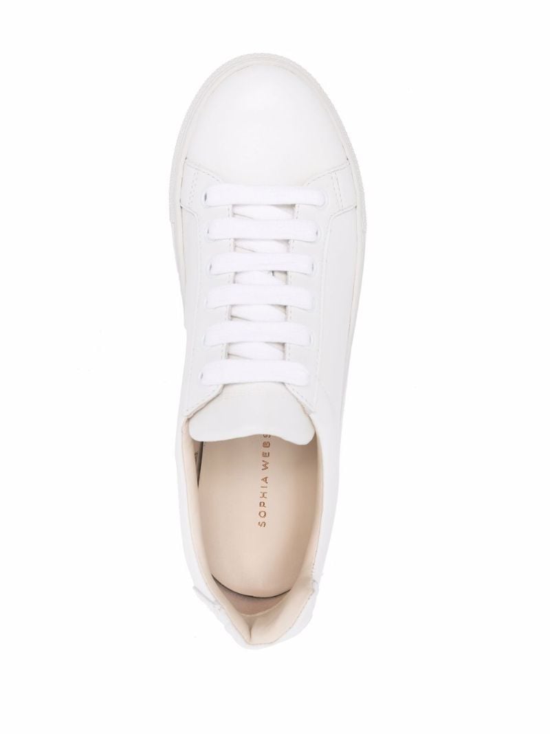 White Butterfly Low-top Leather Sneakers