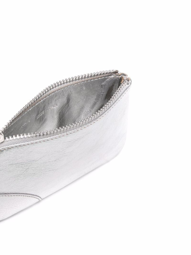 Silver Tone Leather Zipped Cardholder