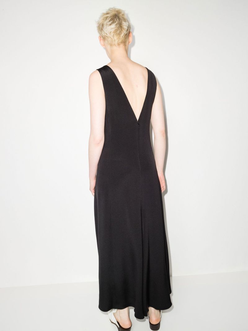 V-neck Fringed Silk Maxi Dress