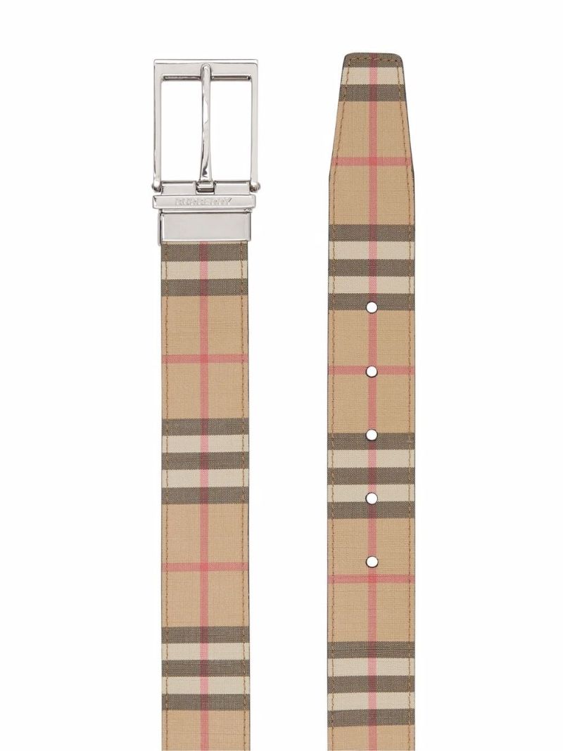 Beige Vintage Check Reversible Belt