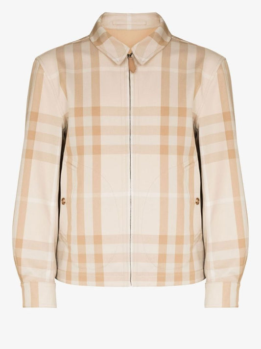 Neutral Reversible Checked Bomber Jacket