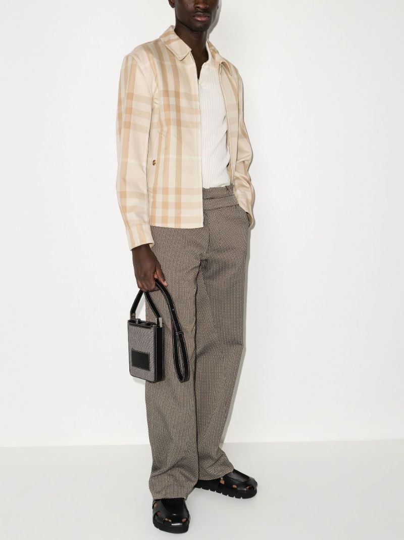 Neutral Reversible Checked Bomber Jacket
