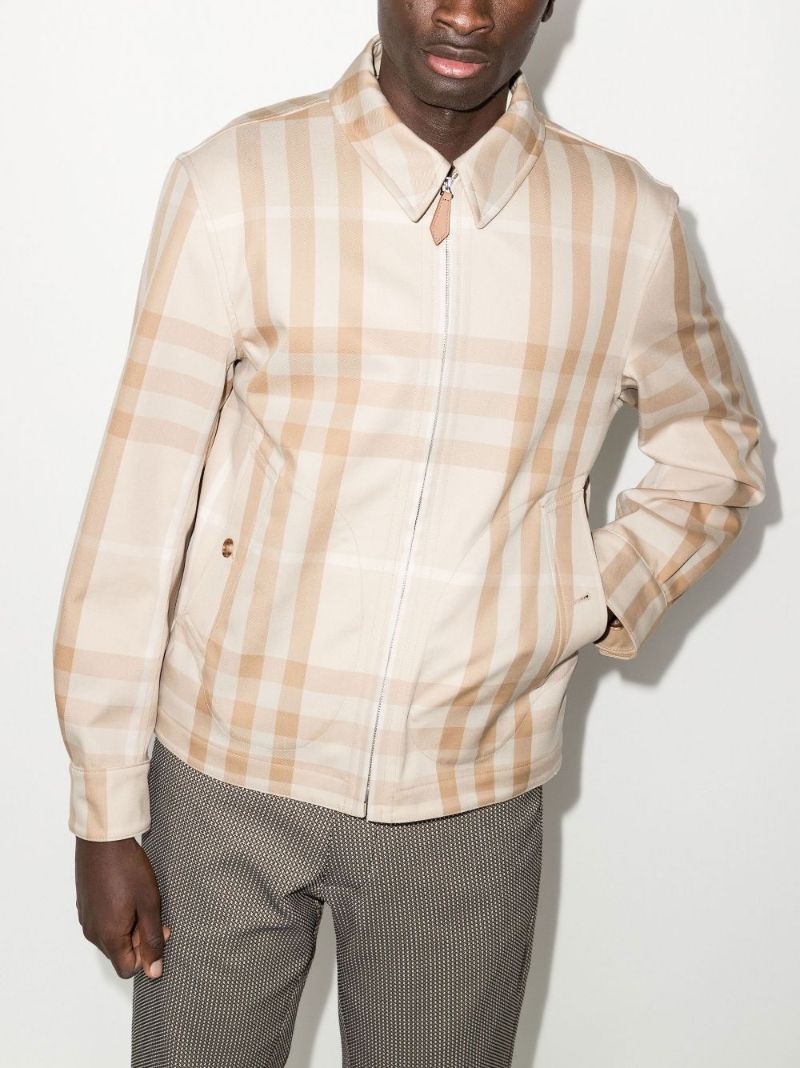 Neutral Reversible Checked Bomber Jacket