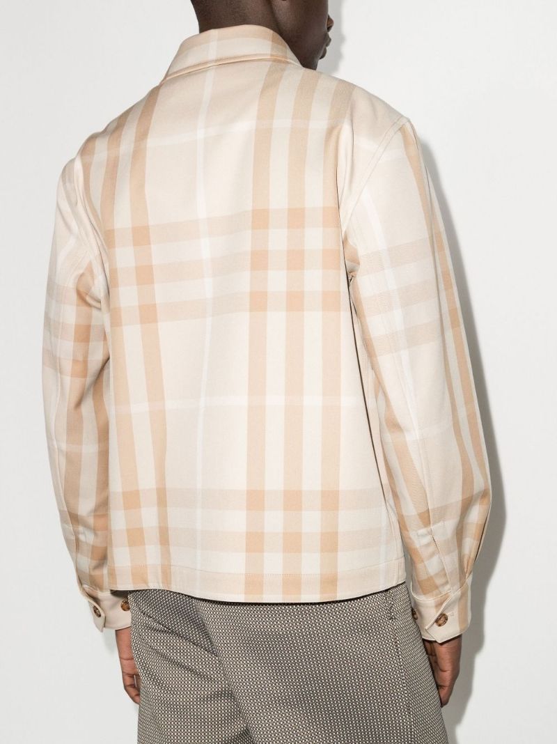 Neutral Reversible Checked Bomber Jacket