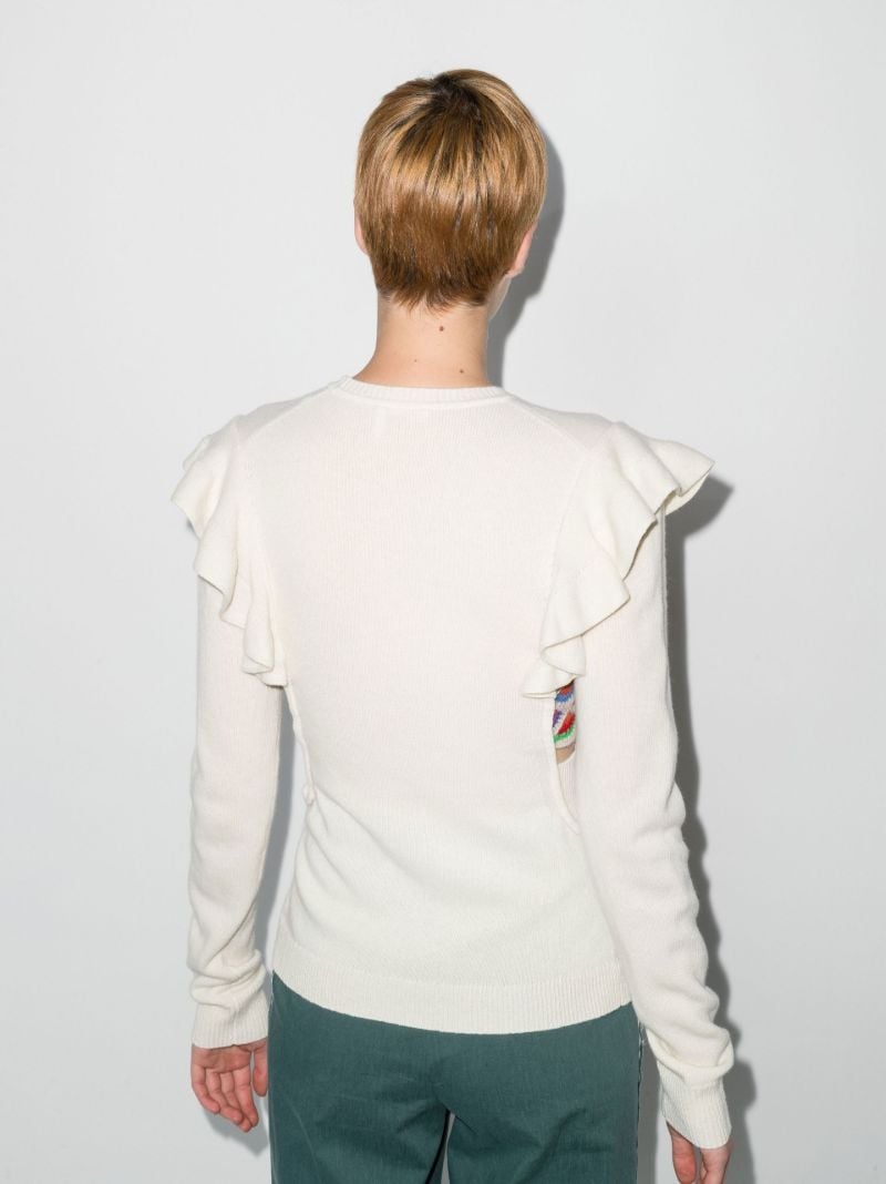 Ruffled Cutout Knitted Sweater