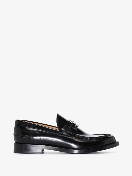 Black Fred Monogram Motif Patent Leather Loafers