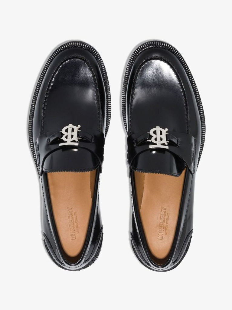 Black Fred Monogram Motif Patent Leather Loafers