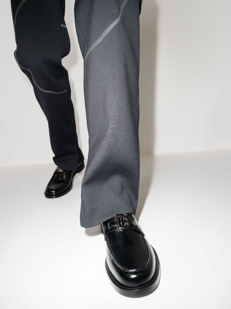 Black Fred Monogram Motif Patent Leather Loafers
