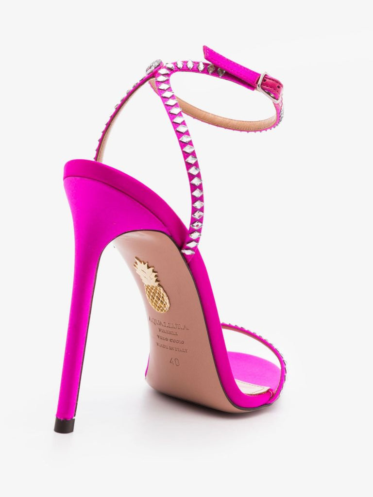 Pink Olie 105 Crystal Embellished Leather Sandals